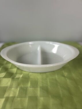 Vintage Glasbake White Milk Glass Divided Dish